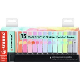 STABILO BOSS Original Pastel - Juego de 15 manteles individuales con 14 colores diferentes