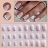 24Pcs French Tip Press-On Nails - Square White Plastic, Full