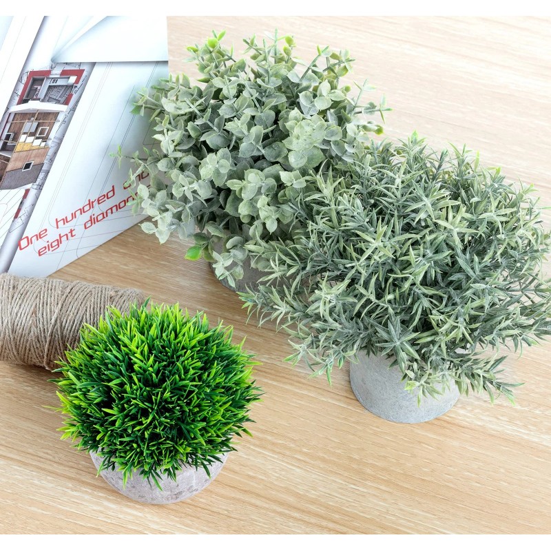 Lemonfilter Set Of 5 Mini Potted Artificial Plants Fake Small