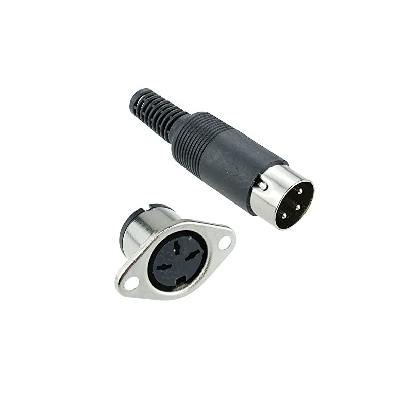 Pair 3-Pin DIN Panel Mount Socket + Plug Connector Audio