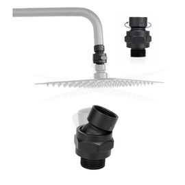 ieron Showerhead Extension 360° Swivel Ball Turn Adapter Head Connector for G 1/2 Universal Replacement Shower Arm & Shower Head - Black
