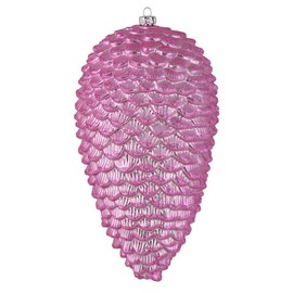 Vickerman 7" Pink Matte Glitter Pinecone Christmas Ornament. Includes 4 Pieces per Pack.