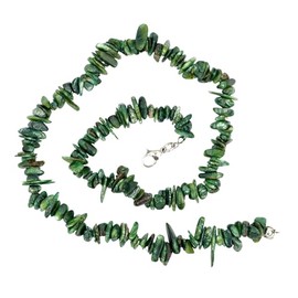 Taddart Minerals - Green Sliver Necklace Made from Natural Gemstone Seraphinite with 45 cm Length - Handmade, Gemstone
