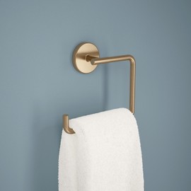 Delta Trinsic (1-Pack) Hand Towel Holder Champagne Bronze Towel Racks for Bathroom Wall Square Towel Ring Holder for Bath Towel Hanger for Kitchen, Bathroom Accessories 759460-CZ