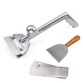 SHANGPEIXUAN Grill Scrapers, Heavy Duty Casting Aluminum Commercial Griddle Scraper with 5 Blades and Small Slant Edge Grill Scraper