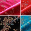 Chinese Embroidered Brocade Fabric 100% Polyester Silky Satin Dragon Floral