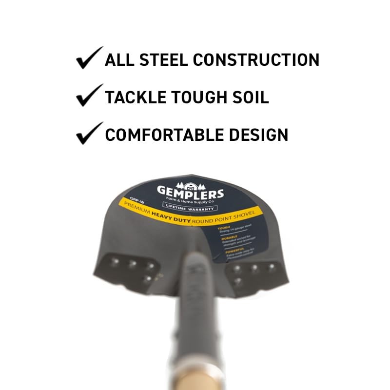 Gemplers Commercial Grade Round Point Shovel with Extended Socket (Wood