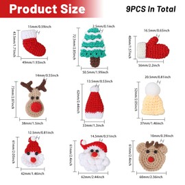 CHGCRAFT 9pcs 9 Styles Mini Christmas Knitted Accessories Santa Gloves Hat Socks Elk Knitted Accessories Ornaments for Craft Art Projects and Decoration Jewelry Making DIY, Mixed Shapes