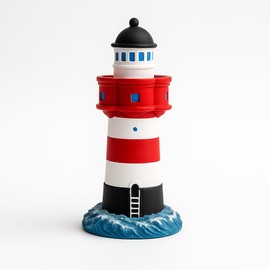 Heiko Blume Lighthouse Red Sand Decorative Figure - Polyresin, 10 cm High (Base 5 × 5 cm), Red and White - Maritime Beach House Decoration for Living Room, Bathroom & Shelf, Gift Idea