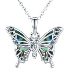 TwoAnts Butterfly Necklaces for Women 925 Sterling Silver Butterfly Jewelry Abalone Shell Pendant Butterfly Necklace Gifts for Girls