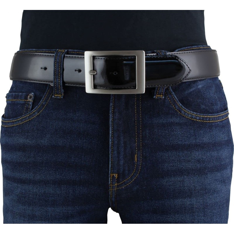 BELTINGER Patent Leather Belt with Double Buckle 4 cm Shiny