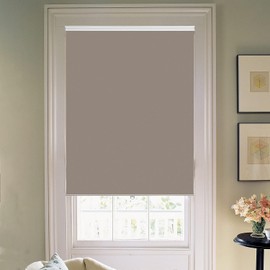 Joydeco Cordless Roller Shades Blackout Blinds for Windows Room Darkening Rolled Up Shades with Spring System, UV Protection Window Shades Door Blinds for Home and Office (70 "W x 75" H, Coffee)