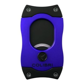 Colibri S-Cut II Cigar Cutter Blue/Black - 26 mm Double Cut - Ring Sizer 66 - Lock Button - Stainless Steel Blades - Ergonomic Design