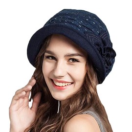 maitose® de la mujer Flores Decorativas lana Beret, Azul marino
