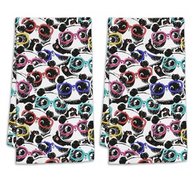 CIAIDU Cute Panda Hand Towels Set of 2,Panda and Glasses Bath Hand Towels for Bathroom Decorative Soft Absorbent Dish Towels for Kitchen Bathroom Gym Hotel Spa Sport 16x24 Inches