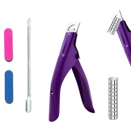 DOETYD Acrylic Nail Clipper Set Stainless Steel Gel False Nail Tip Clippers Professional Manicure Tool with Magnets Nails File and Cuticle Pusher U-Shaped Rustproof for Home Salon Nails Art