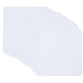 RJMBMUP 12 Pcs White Bandana for Tie Dye Party Supplies Plain Solid Cotton Large Headband Head Wrap Handkerchiefs