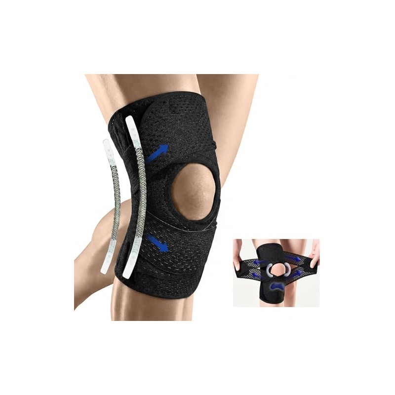 Knee Support with Lateral Stabilizers and Patular Support, Adjustable Knee