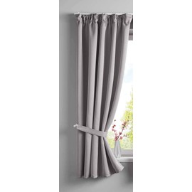 Gardinenbox Newyork Opaque Curtain Concealed Loops Grey H x W 160 x 140 cm Pack of 1 Thermal Blackout Curtain Soundproofing Oeko-Tex Ruffle Tape Tieback 202020610