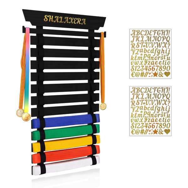 Shalaxera Wood Martial Arts Belt Display Rack – Holds 12