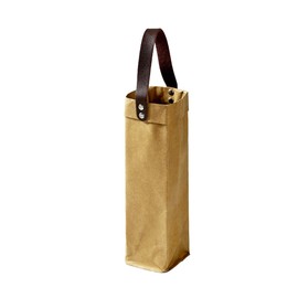 Prudance Wine Paper Bag Washable Kraft Paper Wine Tote Bag Reusable Single Wine Bottle Carrier Wine Bag with Handles, 1 PCS