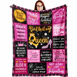 HOORZ Unique Birthday Gifts & Happy Birthday Gifts for Women, Mom, Sister, Grandma, Wife & Friends - Mothers Day, Women’s Birthday Gift Ideas - 60x50 Inch Throw Blanket for Women