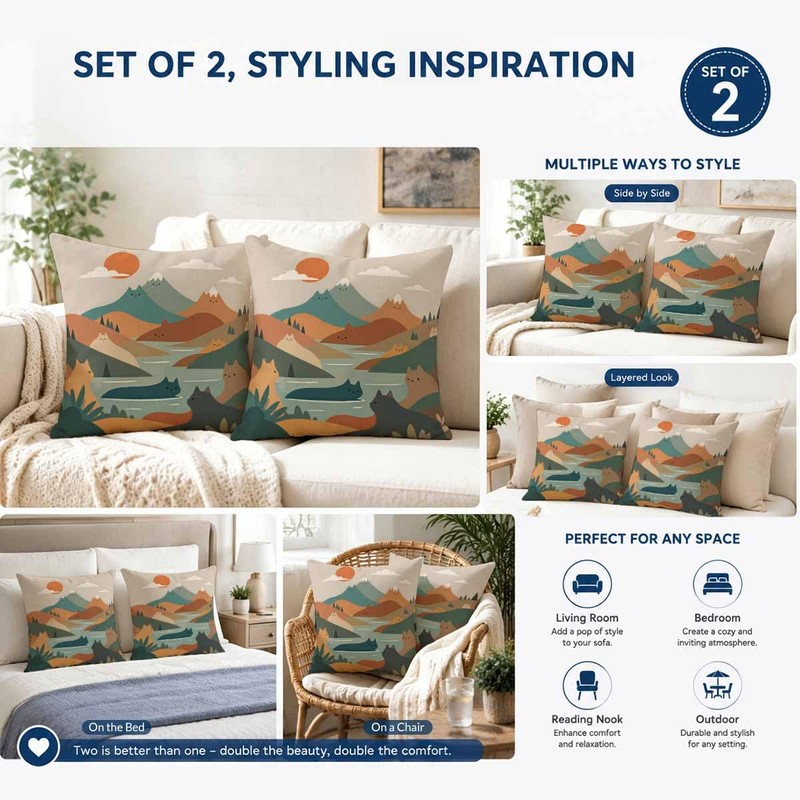 Outdoor Chair Cushion Covers 18x18 Set of 2,Cute Throw Pillows