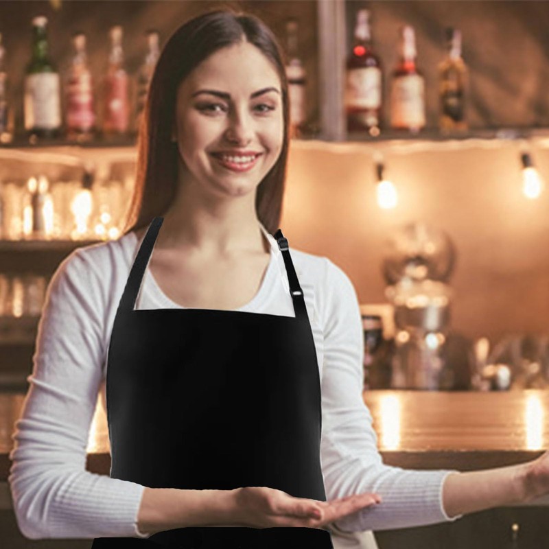 XUTONG Chef Aprons and Chef Apron Hat, Black Apron for