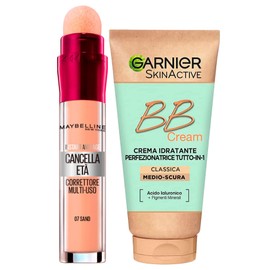 Garnier Skinactive BB Cream Moisturising Perfecting Face Cream All in 1 SPF25 Medium Dark Shade + Age Eraser Multi-Purpose Liquid Concealer Colour 07