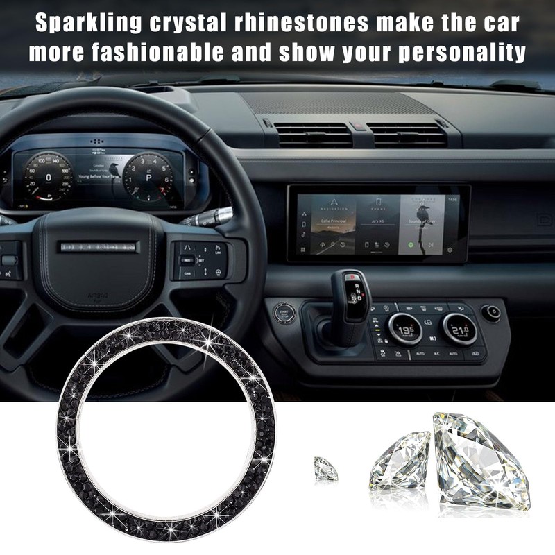 Bling Crystal Double Rhinestone Car Engine Start Decoration Ring, Sparkling