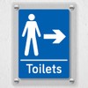 V Safety Men's Toilets - Arrow Right Blue Acrylic Sign