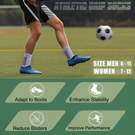 KEESOX Soccer Grip Socks | Non-Slip Athletic Socks for Football, Basketball, Running | Men & Women, 2 White+2 Black+2 Navy, 6-11