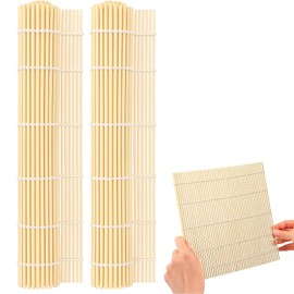2 Pcs Bamboo Sushi Rolling Mat Set – Natural Sushi Roller Mats for DIY Sushi Making – Perfect Beginner Sushi Kit for Home Cooking, Maki Rolls, and Rice Roll Preparation