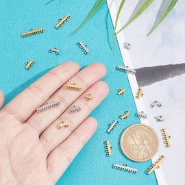 UNICRAFTALE 24 Pcs 2 Color 6 Styles 304 Stainless Steel Chandelier Component Links Multi Loop Connectors MultiStrand Clasps Lock Rectangle for Necklace Bracelet Jewellery Making Hole 1.2mm