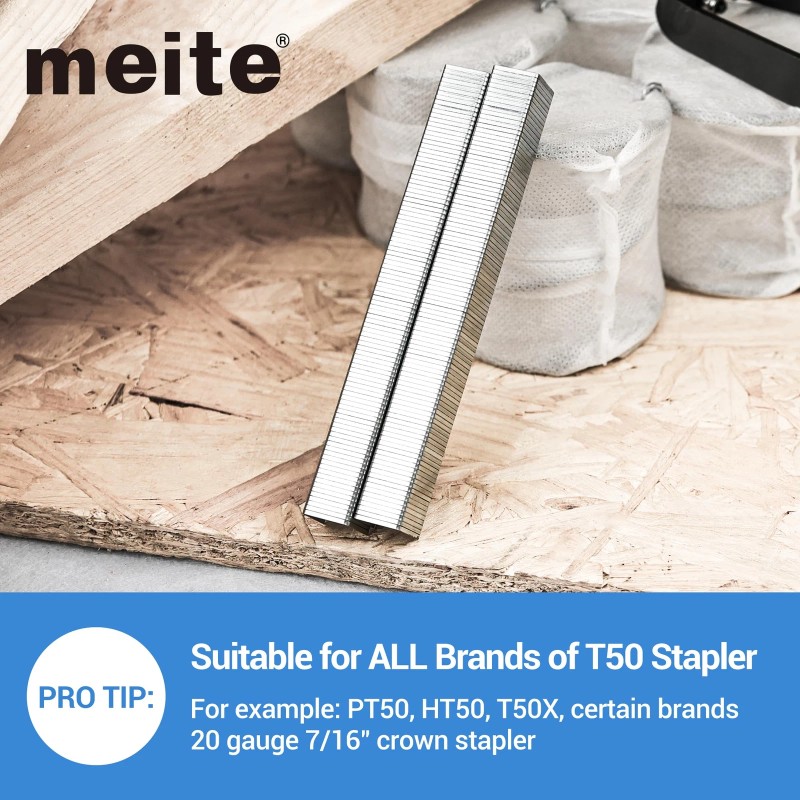 meite Heavy Duty Staples T50 3/8 Inch 20 Gauge 5000