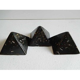 3 Black Red Gold Sun Small Pyramids Crystal Orgone Generator Energy Accumulator 528Hz/7.83Hz/Advance Harmonics Many Beautiful Ingredients and Colors!! (Black Red Gold Sun)