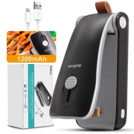 Mini Bag Sealer, USB Rechargeable Chip Bag Sealer Heat Seal, 2 in 1 Bag Sealer Heat Seal with Cutter, Portable Bag Resealer for Plastic Bags Snacks & Food Storage(Black)
