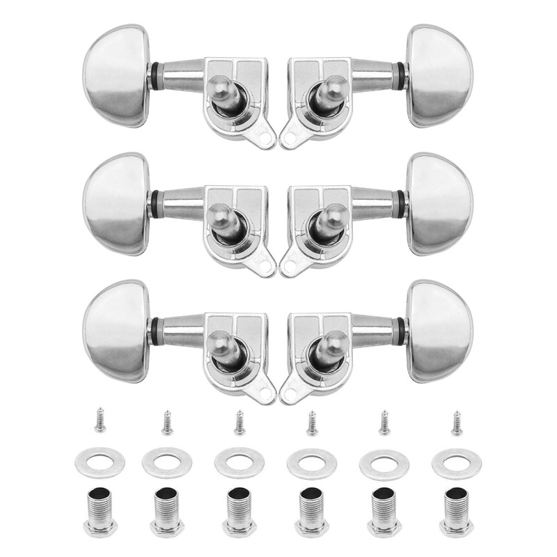 QWORK 6-Pack Guitar Tuning Pegs - Universal 3L+3R Machine Heads