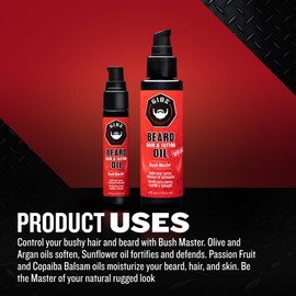 GIBS GROOMING GIBS Grooming Bush Master Beard, Hair & Tattoo Oil- All-Natural with Nutmeg, Leather, Vanilla & Musk Scent- Softens & Strengthens Beard Growth, Moisturizes Skin, 4 Oz.