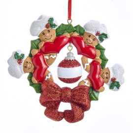 Kurt Adler Gingerbread Wreath Family of 4 Ornament for Personalization