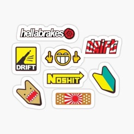 Unbranded 8x pack of JDM stickers bomb car flag stickers engine racing trucks vans SUV