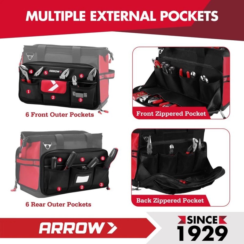 ARROW 17" Large Heavy Duty Tool Bag w/36 Pocket Zippered