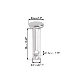 sourcing map Single Hole Clevis Pins - 3mm X 12mm Flat Head 304 Stainless Steel Link Hinge Pin 10Pcs