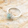 3 PCS Ring Set Natural Turquoise Diamond Rings Turquoise Silver