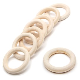 Uenhoy 30 Pcs 50mm/2" Natural Wood Rings, Unfinished Wooden Rings for DIY Craft, Macrame Rings, Jewelry Making