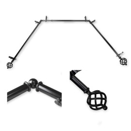 A&F Rod Décor - Spin 13/16" Bay Window Curtain Rod - Black