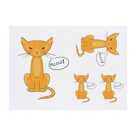 4 x 'Cat Says Meow!' Temporary Tattoos - Water Resistant, Skin-Safe, Non-Toxic Transfers, Mixed Sizes (TO00074354)