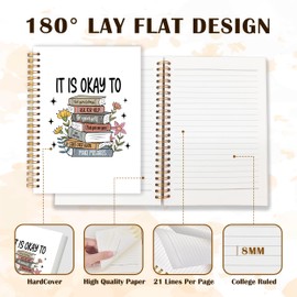 Qabliqo Floral Book Mental Health Spiral Notebooks, Motivational Journals for Writing, Mental Health Journal for Women, It's Okay to Inspirational Quote Notebook for Note Taking, 5.5x8.3 Inch