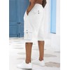 Mens Cargo Shorts Cotton Elastic Waist Capri Knee Length Multi