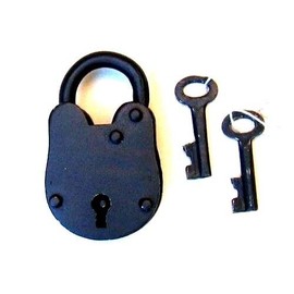GLOBEDECOR ANTIQUE LOCK OLD STYLE WITH KEYS 2.75"H - PADLOCK  - IRON LOCK & KEYS - PIRATE